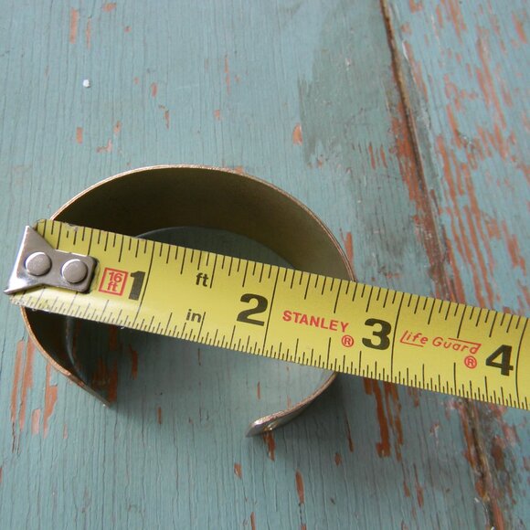 BOHO Chunky Wide Hammered Gold Tone Cuff Bangle Bracelet ONE SIZE FITS MOST - Picture 6 of 7